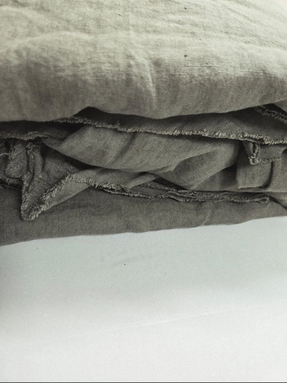 QUINCE European Linen Double Flange Duvet Cover Set Full/Queen Dusty Olive 0546